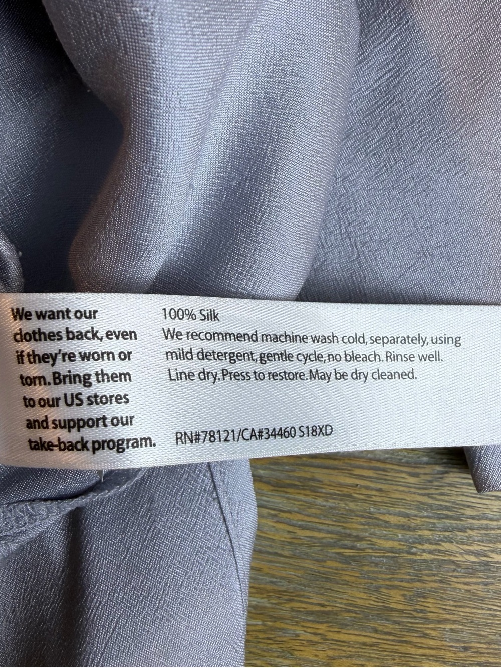 Eileen Fisher Silk Georgette Crepe Mandarin Collar Long Shirt- Light Gray - Picture 7 of 14